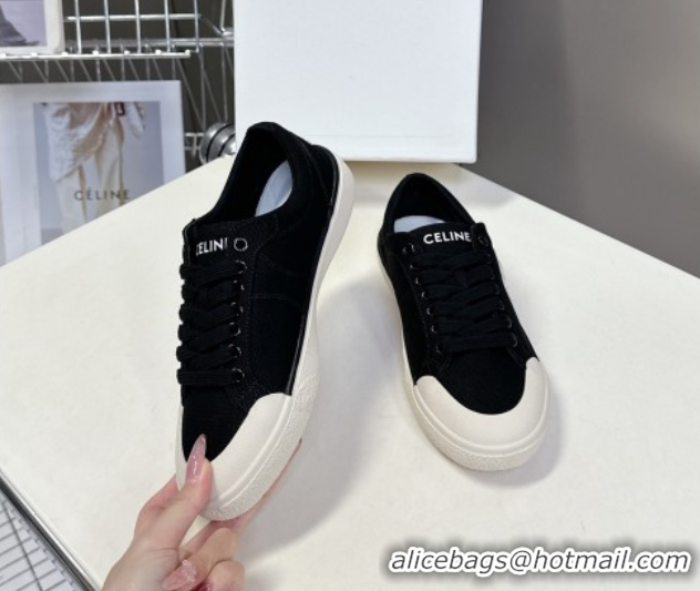 Top Grade Celine Alan Sneakers with Triomphe in Canvas Black 0428113