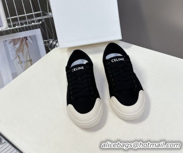 Top Grade Celine Alan Sneakers with Triomphe in Canvas Black 0428113