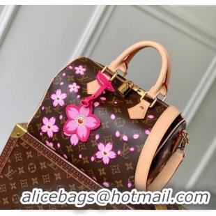 Luxury Cheap Louis Vuitton LV x TM Speedy Bandouliere 25 bag in Sakura Monogram Canvas with Cherry Blossom M14174 2025