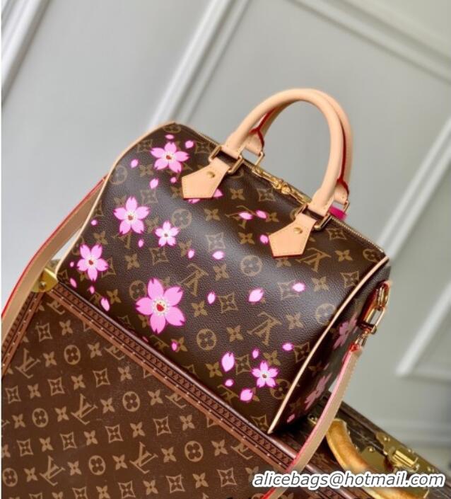 Luxury Cheap Louis Vuitton LV x TM Speedy Bandouliere 25 bag in Sakura Monogram Canvas with Cherry Blossom M14174 2025
