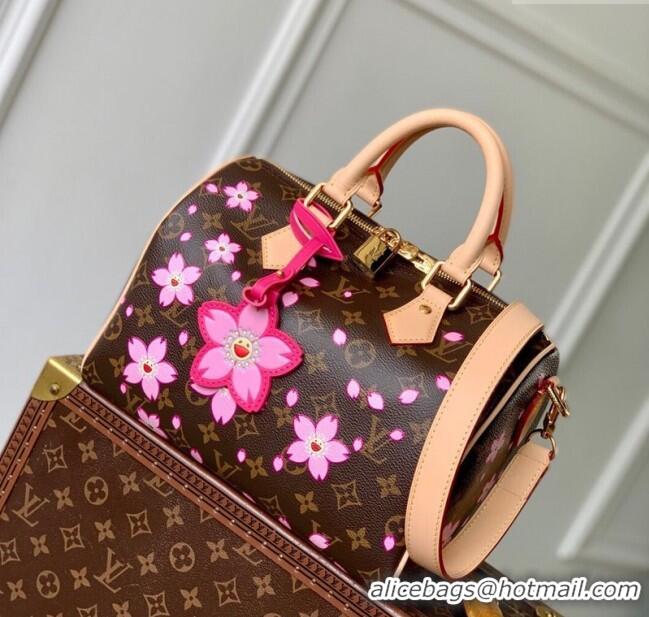 Luxury Cheap Louis Vuitton LV x TM Speedy Bandouliere 25 bag in Sakura Monogram Canvas with Cherry Blossom M14174 2025