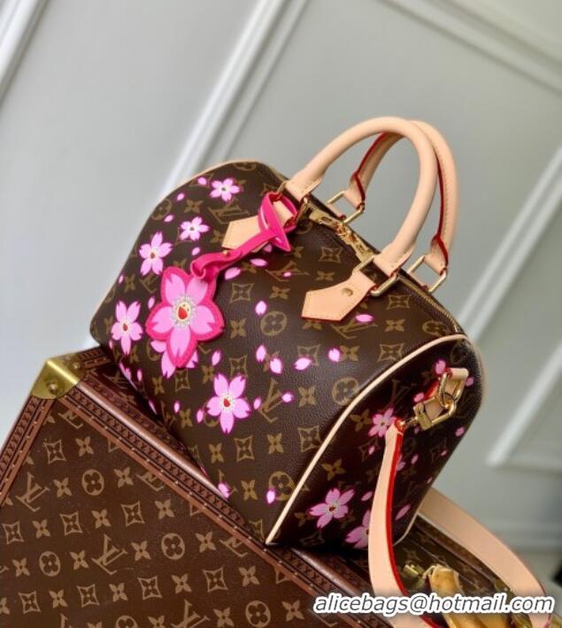 Luxury Cheap Louis Vuitton LV x TM Speedy Bandouliere 25 bag in Sakura Monogram Canvas with Cherry Blossom M14174 2025