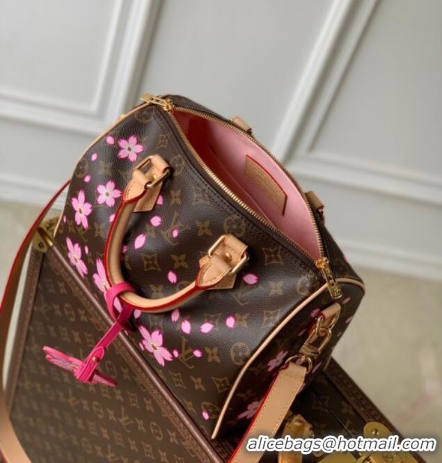 Luxury Cheap Louis Vuitton LV x TM Speedy Bandouliere 25 bag in Sakura Monogram Canvas with Cherry Blossom M14174 2025
