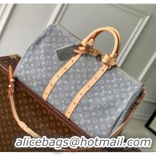 Top Quality Louis Vuitton Keepall Bandouliere 45 travel bag in Cloudy Grey Certified Organic Cotton M13748 2025