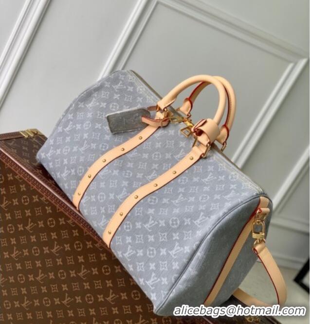 Top Quality Louis Vuitton Keepall Bandouliere 45 travel bag in Cloudy Grey Certified Organic Cotton M13748 2025