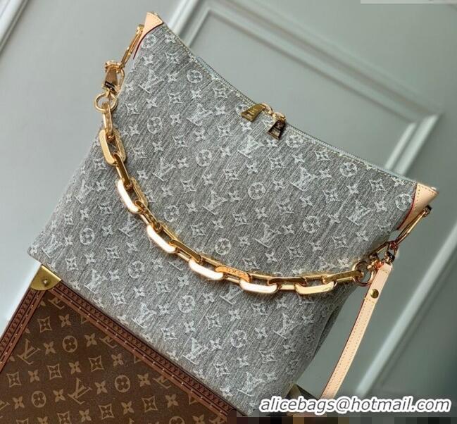 Well Crafted Louis Vuitton Coussin Hobo MM bag in Cloudy Grey Certified Organic Cotton M13390 2025