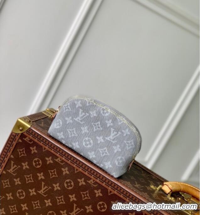 Top Grade Louis Vuitton Cosmetic Pouch PM in Cloudy Grey Certified Organic Cotton M13751 2025