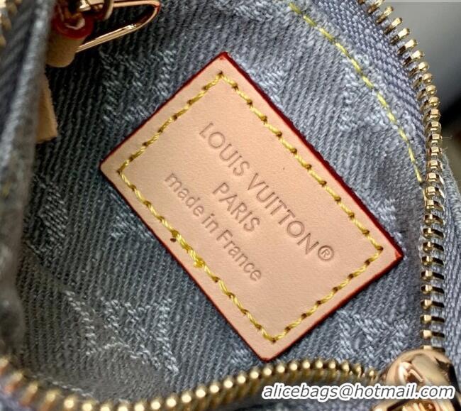 Best Price Louis Vuitton Key Pouch in Cloudy Grey Certified Organic Cotton Denim Washed Grey M13208 2025