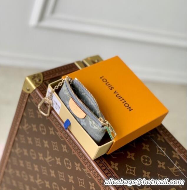 Best Price Louis Vuitton Key Pouch in Cloudy Grey Certified Organic Cotton Denim Washed Grey M13208 2025