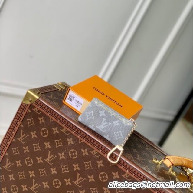 Best Price Louis Vuitton Key Pouch in Cloudy Grey Certified Organic Cotton Denim Washed Grey M13208 2025