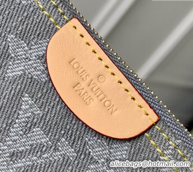 Best Price Louis Vuitton Key Pouch in Cloudy Grey Certified Organic Cotton Denim Washed Grey M13208 2025