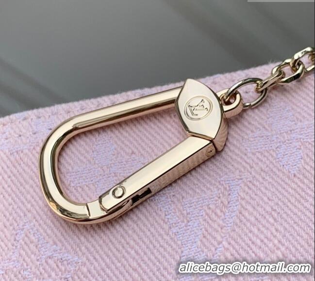 Promotional Louis Vuitton Key Pouch in Cloudy Grey Certified Organic Cotton Denim Washed Pink M13208 2025