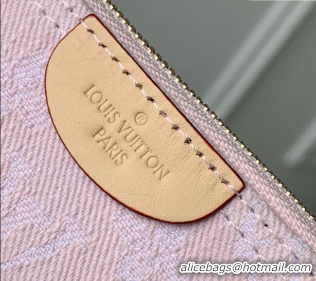 Promotional Louis Vuitton Key Pouch in Cloudy Grey Certified Organic Cotton Denim Washed Pink M13208 2025