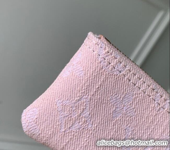 Promotional Louis Vuitton Key Pouch in Cloudy Grey Certified Organic Cotton Denim Washed Pink M13208 2025