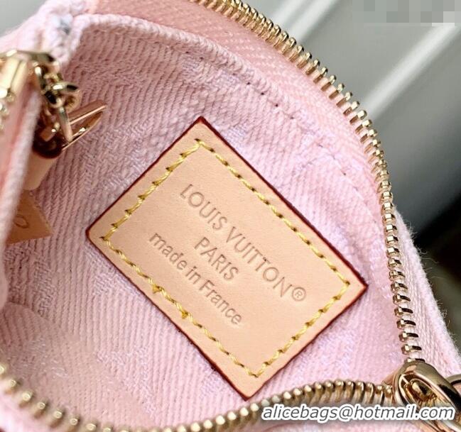 Promotional Louis Vuitton Key Pouch in Cloudy Grey Certified Organic Cotton Denim Washed Pink M13208 2025