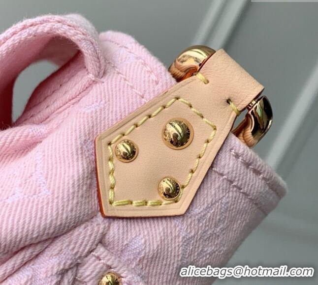 Shop Best Price Louis Vuitton Sunset Bag in Washed Pink Certified Organic Cotton Denim M13347 2025