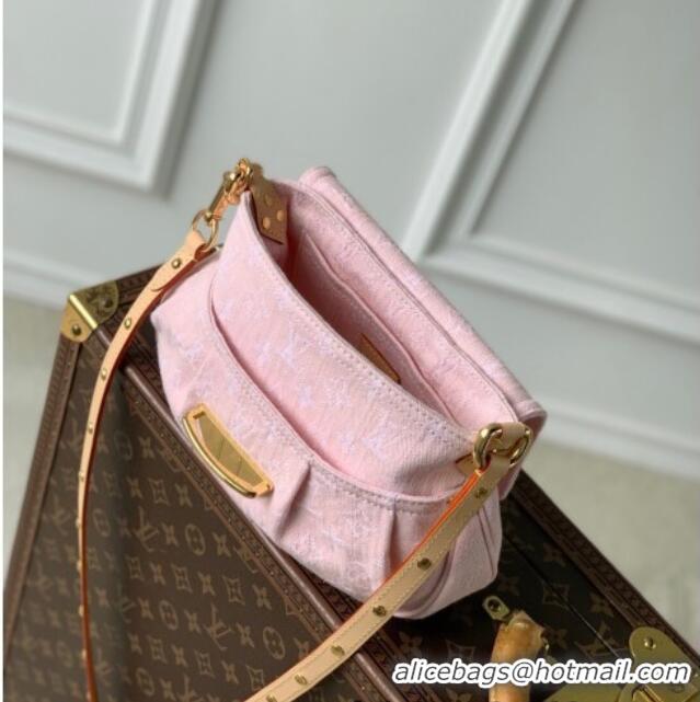 Shop Best Price Louis Vuitton Sunset Bag in Washed Pink Certified Organic Cotton Denim M13347 2025