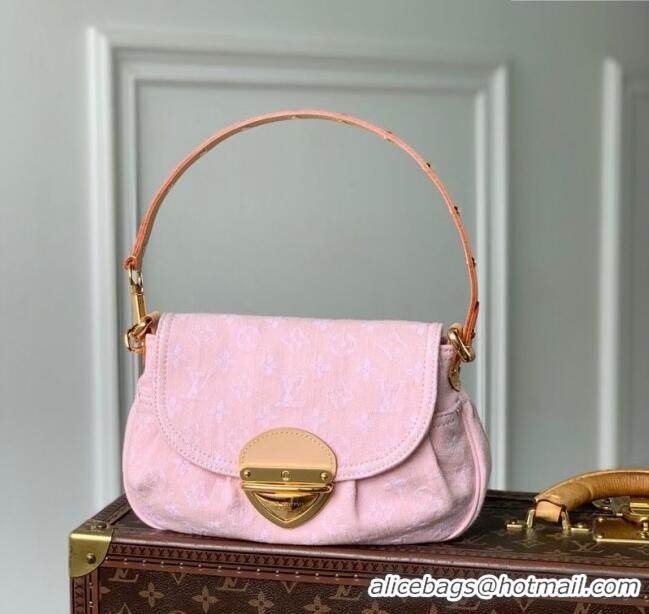 Shop Best Price Louis Vuitton Sunset Bag in Washed Pink Certified Organic Cotton Denim M13347 2025