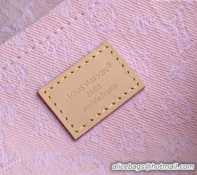 Shop Best Price Louis Vuitton Sunset Bag in Washed Pink Certified Organic Cotton Denim M13347 2025