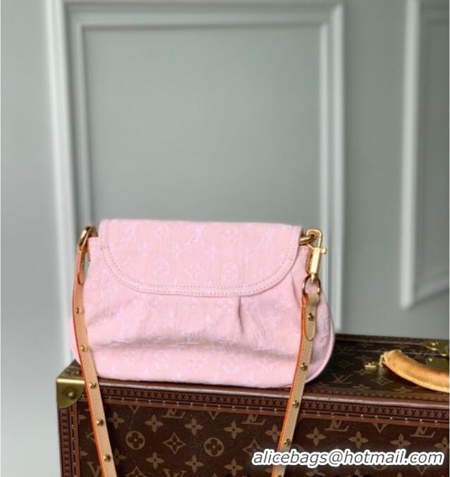 Shop Best Price Louis Vuitton Sunset Bag in Washed Pink Certified Organic Cotton Denim M13347 2025
