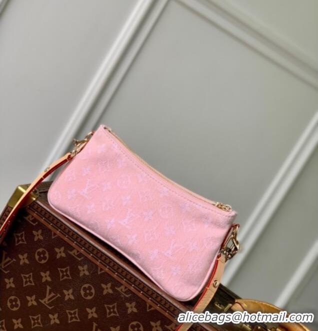 Best Quality Louis Vuitton Liv Pochette Bag in Washed Pink Certified Organic Cotton Denim M14159 2025