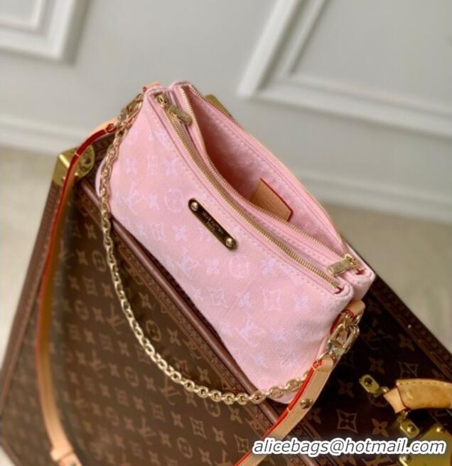 Best Quality Louis Vuitton Liv Pochette Bag in Washed Pink Certified Organic Cotton Denim M14159 2025