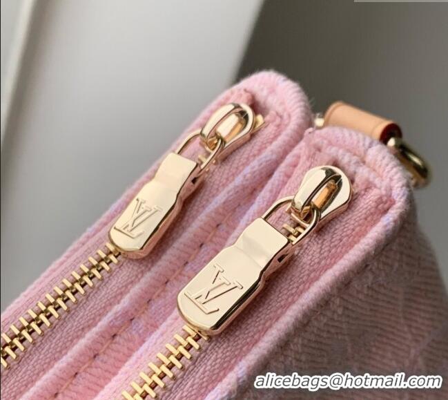 Best Quality Louis Vuitton Liv Pochette Bag in Washed Pink Certified Organic Cotton Denim M14159 2025