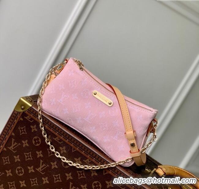 Best Quality Louis Vuitton Liv Pochette Bag in Washed Pink Certified Organic Cotton Denim M14159 2025