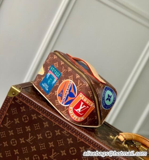Best Quality Louis Vuitton Toiletry Bag 2 compartments Bag in Monogram Canvas with Travel Stickers Print M14744 2025