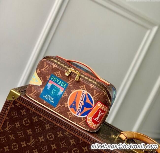 Best Quality Louis Vuitton Toiletry Bag 2 compartments Bag in Monogram Canvas with Travel Stickers Print M14744 2025