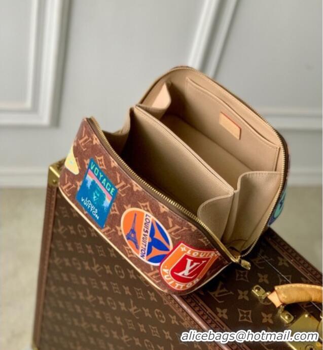 Best Quality Louis Vuitton Toiletry Bag 2 compartments Bag in Monogram Canvas with Travel Stickers Print M14744 2025