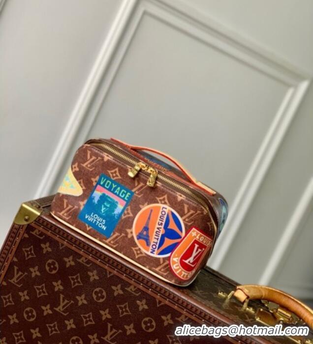 Best Quality Louis Vuitton Toiletry Bag 2 compartments Bag in Monogram Canvas with Travel Stickers Print M14744 2025
