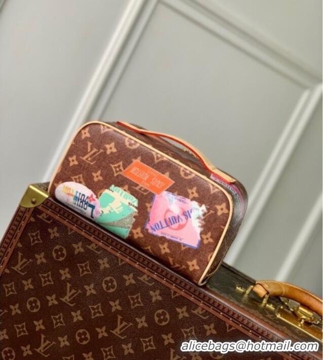 Best Quality Louis Vuitton Toiletry Bag 2 compartments Bag in Monogram Canvas with Travel Stickers Print M14744 2025