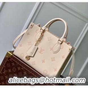 New Fashion Louis Vuitton OnTheGo PM Bag in Eden Beige Debossed Leather M14403 2025
