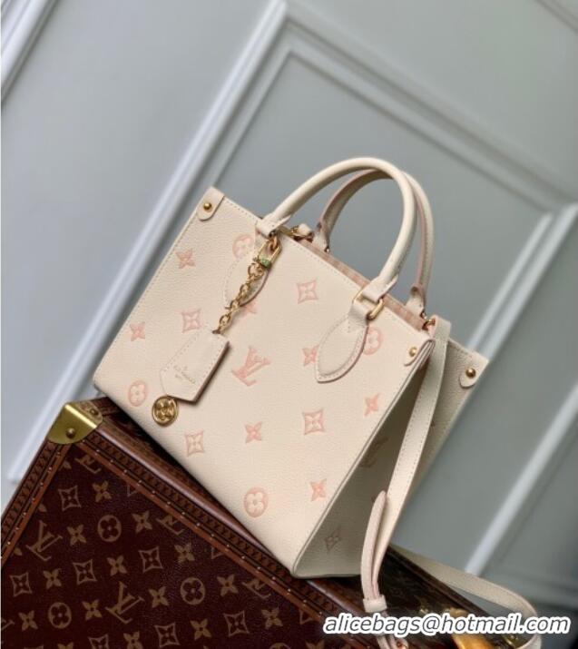 New Fashion Louis Vuitton OnTheGo PM Bag in Eden Beige Debossed Leather M14403 2025