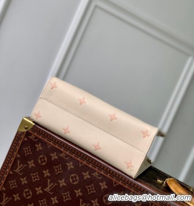 New Fashion Louis Vuitton OnTheGo PM Bag in Eden Beige Debossed Leather M14403 2025