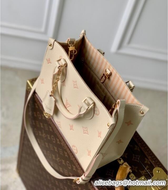 New Fashion Louis Vuitton OnTheGo PM Bag in Eden Beige Debossed Leather M14403 2025