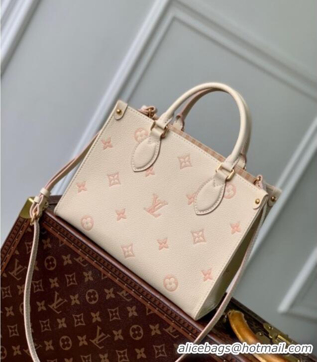 New Fashion Louis Vuitton OnTheGo PM Bag in Eden Beige Debossed Leather M14403 2025