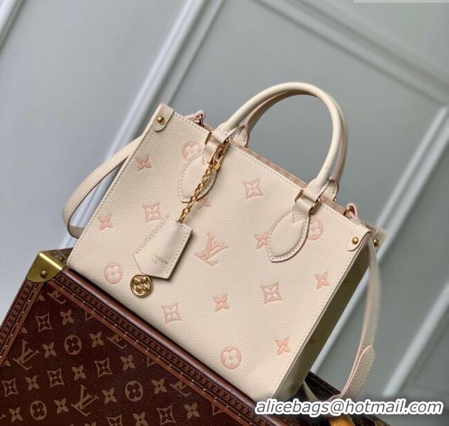 New Fashion Louis Vuitton OnTheGo PM Bag in Eden Beige Debossed Leather M14403 2025