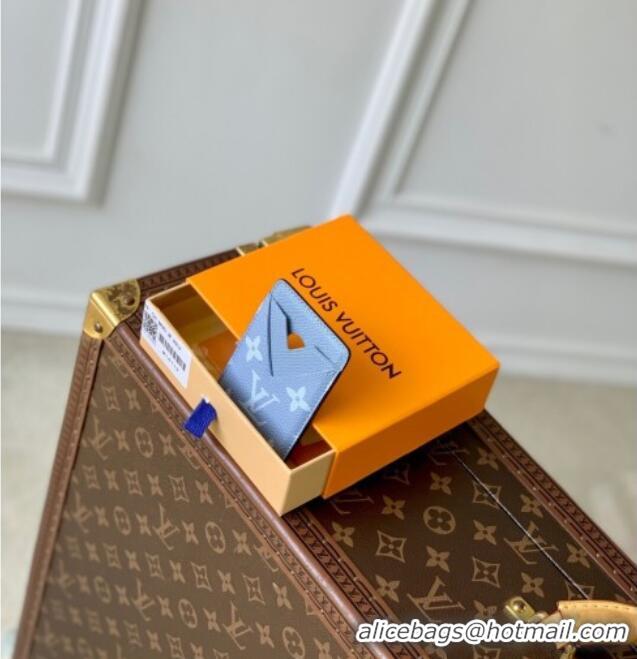 Top Grade Louis Vuitton Porte-Cartes Magnet Card Holder in Monogram Canvas and Leather M14119 Sky Blue 2025