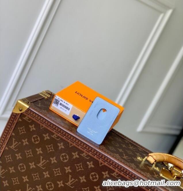 Top Grade Louis Vuitton Porte-Cartes Magnet Card Holder in Monogram Canvas and Leather M14119 Sky Blue 2025
