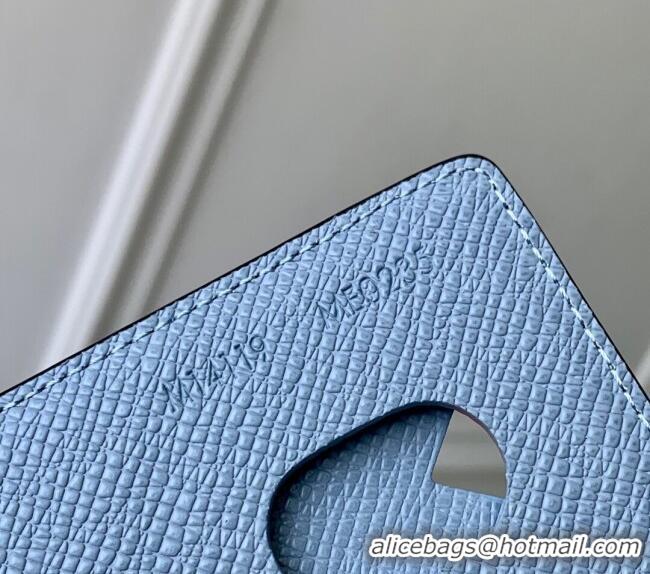 Top Grade Louis Vuitton Porte-Cartes Magnet Card Holder in Monogram Canvas and Leather M14119 Sky Blue 2025