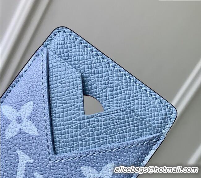 Top Grade Louis Vuitton Porte-Cartes Magnet Card Holder in Monogram Canvas and Leather M14119 Sky Blue 2025