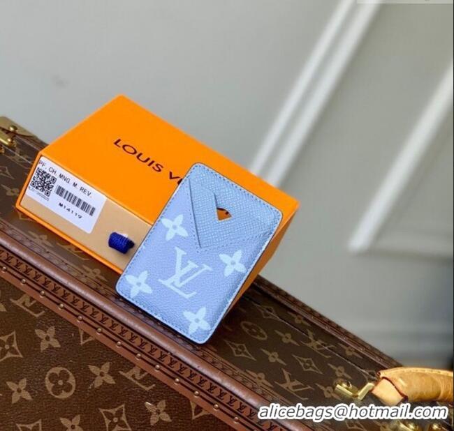 Top Grade Louis Vuitton Porte-Cartes Magnet Card Holder in Monogram Canvas and Leather M14119 Sky Blue 2025