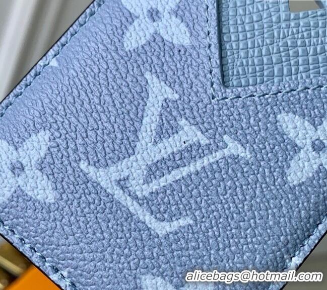 Top Grade Louis Vuitton Porte-Cartes Magnet Card Holder in Monogram Canvas and Leather M14119 Sky Blue 2025