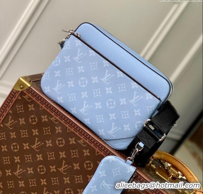 Top Grade Louis Vuitton Trio Messenger Bag in Sky Blue Monogram Canvas and Leather M14069 2025