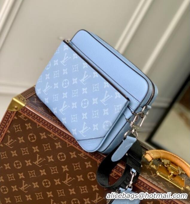 Top Grade Louis Vuitton Trio Messenger Bag in Sky Blue Monogram Canvas and Leather M14069 2025