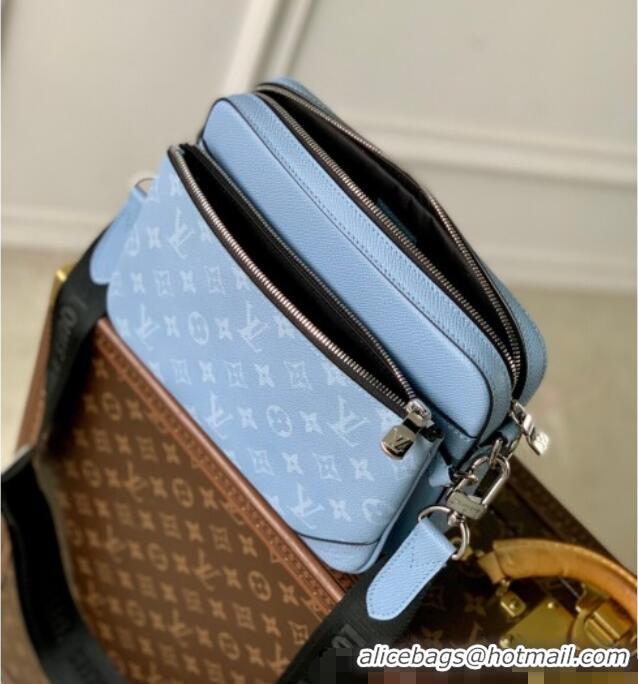 Top Grade Louis Vuitton Trio Messenger Bag in Sky Blue Monogram Canvas and Leather M14069 2025