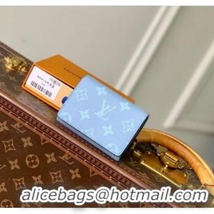 Super Quality Louis Vuitton Envelope Business Card Holder in Sky Blue Monogram Canvas and Leather M14118 2025