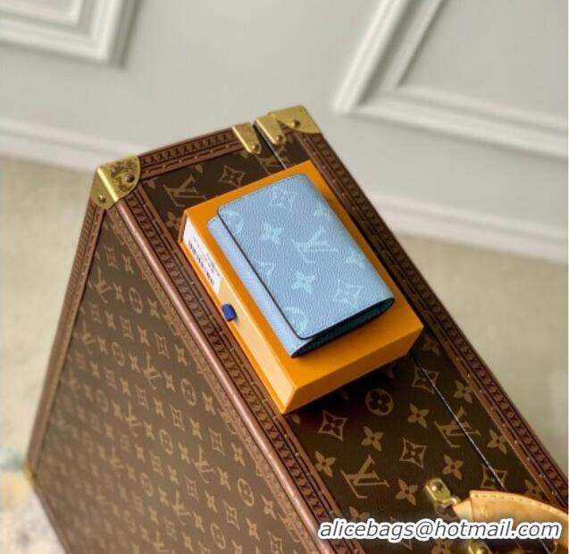 Super Quality Louis Vuitton Envelope Business Card Holder in Sky Blue Monogram Canvas and Leather M14118 2025